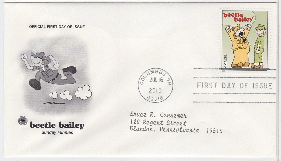 TurtlesTradingPost- Beetle Bailey - Cartoons #4467 2010 FDC- Artcraft Variety - Image 1 of 1
