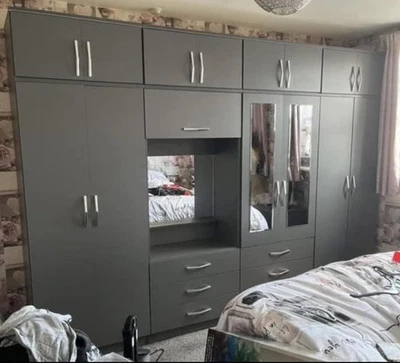 Brand New Beautiful GREY 10ft Vanity Cupboard With Top Boxes FREE FITTING ❤️ - Image 1 of 4