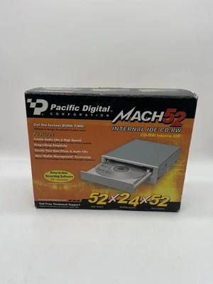 Unused Pacific Digital Mach 52 IDE CD-RW drive,  beige bezel, cables, software - Image 1 of 4