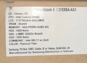Samsung Chromebook 4 310XBA-KA1 11.6"HD Notebook Brand New, opened but un-used.  - Picture 1 of 5
