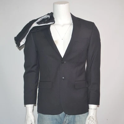 JOS A BANK Joseph Slim Fit 100% Wool Black Pinstripe Flat Front Suit 36S 30 x 30 - Image 1 of 4