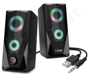 Altoparlanti 2.0 Usb RGB Led A5005, Gaming per Pc 6w, Casse Stereo multicolor, A - Afbeelding 1 van 4
