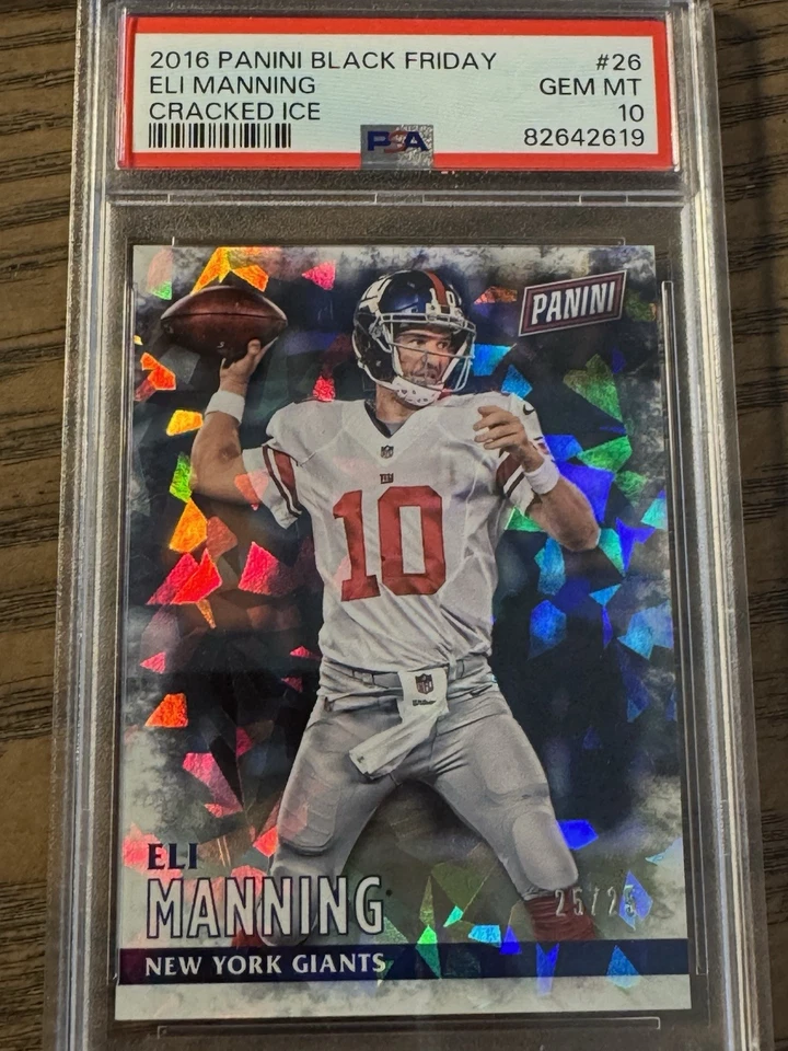 2016 Panini Black Friday Eli Manning Cracked Ice Ole Miss NY Giants 25/25 PSA 10 - Image 1 of 2
