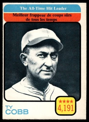 1973 O-Pee-Chee All-Time Hit Leaders - Ty Cobb #471 - Image 1 of 2