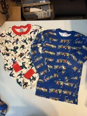 Hanna Andersson Pj Lot. Long Sleeve Trains & Marvel  Xmas, Short Eeyore Size 10 - Image 1 of 4