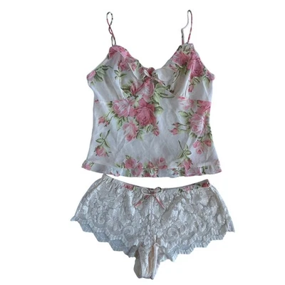 Conjunto de Bragas de Encaje Cami Floral Victoria’s Secret Pequeño Y2K De Colección Raro Coqueta Romántico Foto 1 de 4