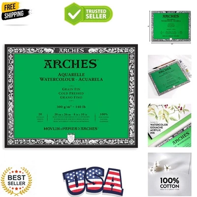 Bloque de papel de acuarela, prensa en frío, 8" x 10", 140 libras Foto 1 de 4