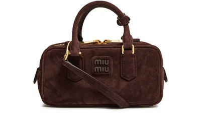Bolso MIU MIU Arcadie Regular Marrón Gamuza Asa Superior Nuevo y Auténtico Foto 1 de 4