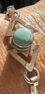 Southwestern Sterling Silver 925 Turquoise Arrow Bracelet Mexico Vintage - Picture 1 of 11