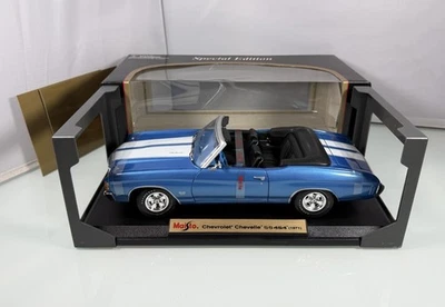 Chevrolet Chevelle SS454 SS Maisto 1971 escala 1:18 edición especial azul fundido a presión Foto 1 de 4