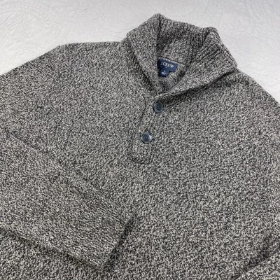 J.Crew свитер мужской большой серый шаль воротник две кнопки пуловер ягненка шерсти смесь - Изображение 1 из 4