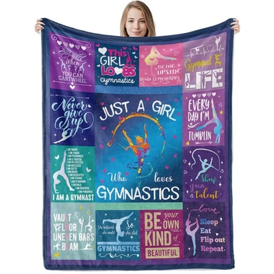 Gymnastics Throw Blanket Gifts for Girls, Just A Girl Who Loves Gymnastics Pl... - Image 1 of 4