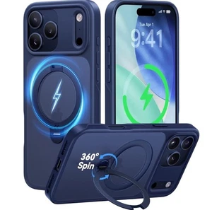 CASEKOO Official Matte Blue for iPhone 17 Pro Case with 360 Spin Magnetic Stand - Picture 1 of 10