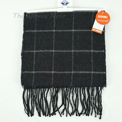 BUFANDA REVERSIBLE DE INVIERNO A CUADROS GRIS CARBÓN DOCKERS para hombre con flecos MÁXIMO CALOR Foto 1 de 4