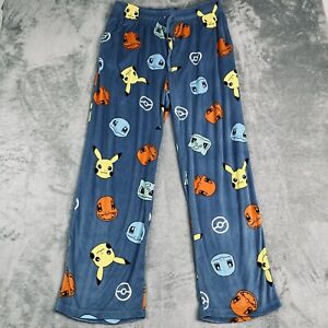 Pokemon Pajama Pants Adult Large Elastic Waist Blue Lounge Mid Rise Graphic