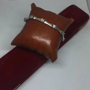 Brazalete de tenis clásico plata esterlina 925 puño diseñador mujeres joyería regalo 11 g - Imagen 1 de 10