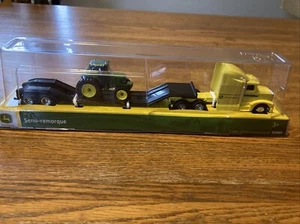 Tomy John Deere Yellow Hauler Semi with Trailer and one Green John Deere Tractor - Picture 1 of 8