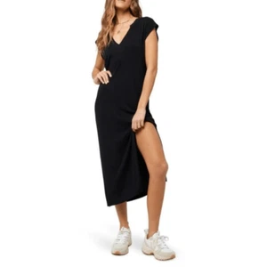 Vestido L*Space Robyn Midi Talla S Negro Acanalado Playa Encubrimiento Atlético Informal Simple - Imagen 1 de 10
