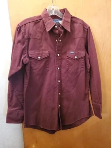 Wrangler Western Pearl Snap Long Sleeve Canvas Shirt MW9271R Size 15 1/2 x 33 - Picture 1 of 4