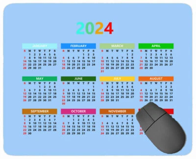 Calendar 2024 Year Mouse Pad,solid Color Mouse Pad with Stitched Edge - Image 1 of 4