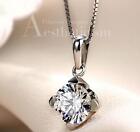 Silver White Gold Pave 1.0 Cts Cubic Zirconia Pendant Chain Necklace