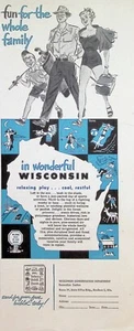 VINTAGE 1950s Print Ad ~ Wisconsin ~ Fun for the Whole Family - Picture 1 of 1
