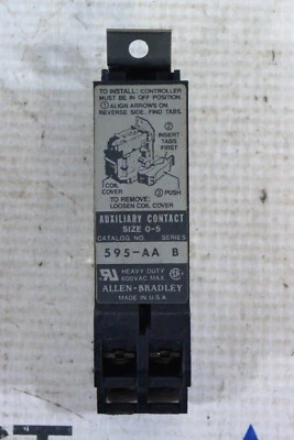 ALLEN BRADLEY 595-AA SERIES B AUXILIARY CONTACT SIZE 0-5 - Image 1 of 3