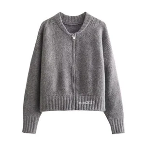 Lady Short Coat Womens Cotton Zipper Knitted Knitwear Cardigan Sweater Spring Sz - Picture 1 of 26