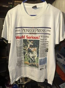 Screen Stars Best 1991 Minnesota Twins Pioneer Press Tshirt Mens Large White  - Picture 1 of 5