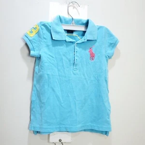 Polo Ralph Lauren Kid Shirt Size 5 Blue Yellow Solid Big Pony Cotton #3 Sports - Picture 1 of 15