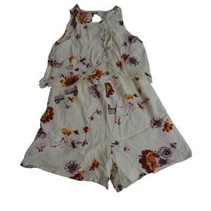 Justice Floral Shorts Romper With Lace Trim Sleeveless Girls Size 7 - Picture 1 of 7