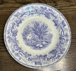 Antique Davenport LAVENDAR Purple Plate BRITISH SCENERY Romantic Staffordshire - Picture 1 of 12