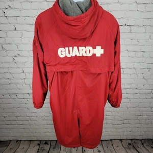 Sporti Red Fleece Lined Zip Up Hooded Swim Life Guard Jacket Size Medium M - Picture 1 of 20
