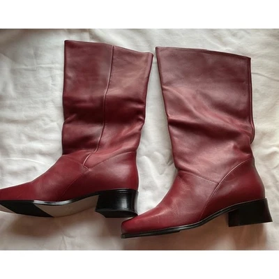 Botas para mujer Markon de cuero rojo borgoña Shelly hasta la rodilla talla 7,5 W Foto 1 de 4