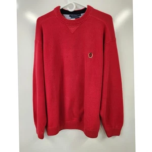 VINTAGE Tommy Hilfiger Mens Sz LG Red Heavy  Knit Sweater  - Picture 1 of 3
