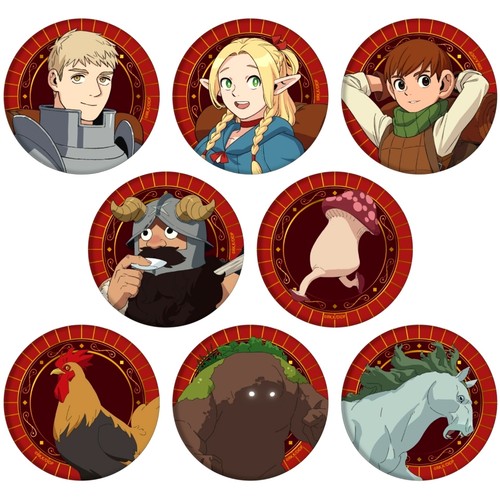 Set of 8 Delicious in Dungeon Hologram Button 57mm 01. Official Illus ...
