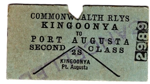 Railway ticket: Australia, Commonwealth Railways: Kingoonya - Port Augusta, 1936 - Picture 1 of 1