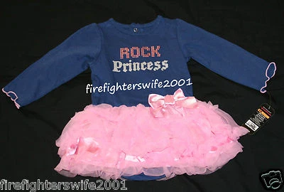 Glamajama Rock Princess Falda Tutú Creeper Una Pieza 9 Mos Rosa Azul Marino Bebé Niña Foto 1 de 4