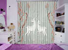 White Deer Plum Blossoms 3D Curtain Blockout Photo Print Curtains Drape Fabric