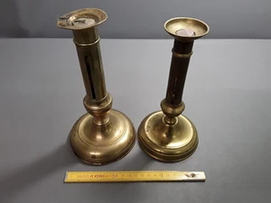 2 anciens bougeoirs laiton rat de cave vieux chandelier - Imagen 1 de 1