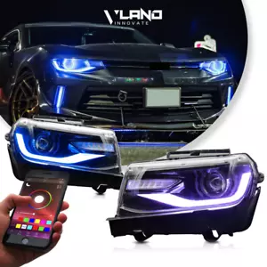 RGB VLAND LED Headlight For CHEVROLET CAMARO 14-15 With Sequential Turn Signal - Picture 1 of 15