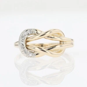 .06ctw Round Cut Diamond Knot Statement Ring 14k Multi-Tone Gold Size 6.5 - Picture 1 of 6