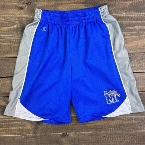 University of Memphis Tigers Blue Gray White Athletic Basketball Shorts Medium Cover