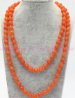 Natural 8/10mm Orange Jade Faceted Round Gemstone Beads Necklace AAA