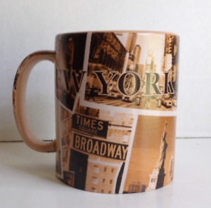 New York City Coffee Cup Made By City Merchandise Brown In Color With Pics Of NY