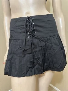 Falda para mujer negra de algodón informal de verano elástica ajustada plisada con cordones talla L - Imagen 1 de 17