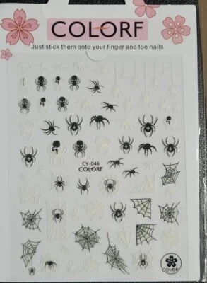 Pegatinas luminosas para arte en uñas de Halloween que brillan en la oscuridad arañas Foto 1 de 4