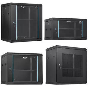 12/6/9U Wall Mount Network Server Rack Cabinet Enclosure 15.5'' Deep Door Lock - Picture 1 of 50