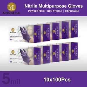 MONALISA Purple 5 mil Nitrile Gloves (Latex/Powder Free) Size: M 1000 Pcs - Picture 1 of 5