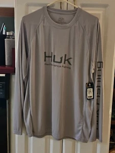 Nueva Camisa de Pesca HUK Gris Para Hombres Ligera Manga Larga Camiseta Poliéster - Imagen 1 de 6